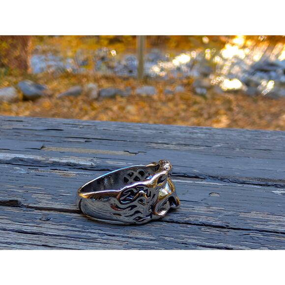 Vintage-Style Jesus Head Flame Ring Size 10 Goth Streetwear - Picture 7 of 8